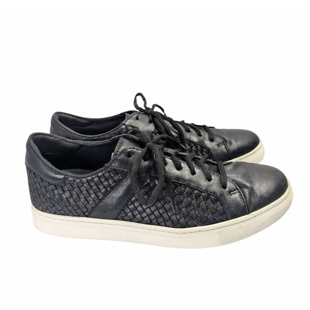 HS Trask Ackley Black leather woven sneaker casual shoes mens 8.5.